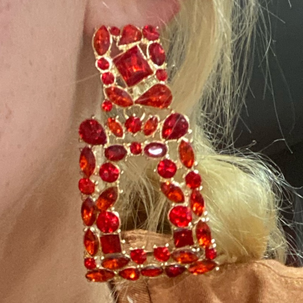 Red diamond earrings